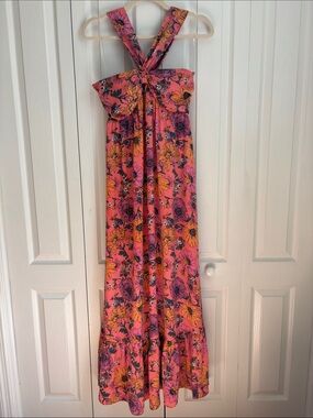 Buddy Love Pink Floral Halter Style Maxi Length Dress